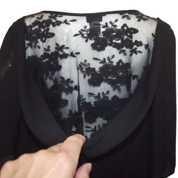 TORRID Top, 3/4 (3x/4x), Lace/Drop Back, Black, Lace insert, Bell sleeves - Picture 7 of 13